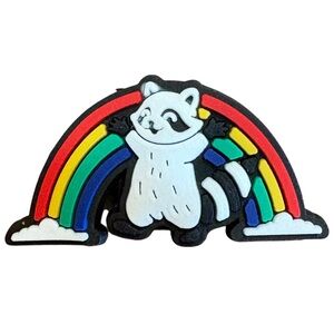 Rainbow Raccoon Croc Charm